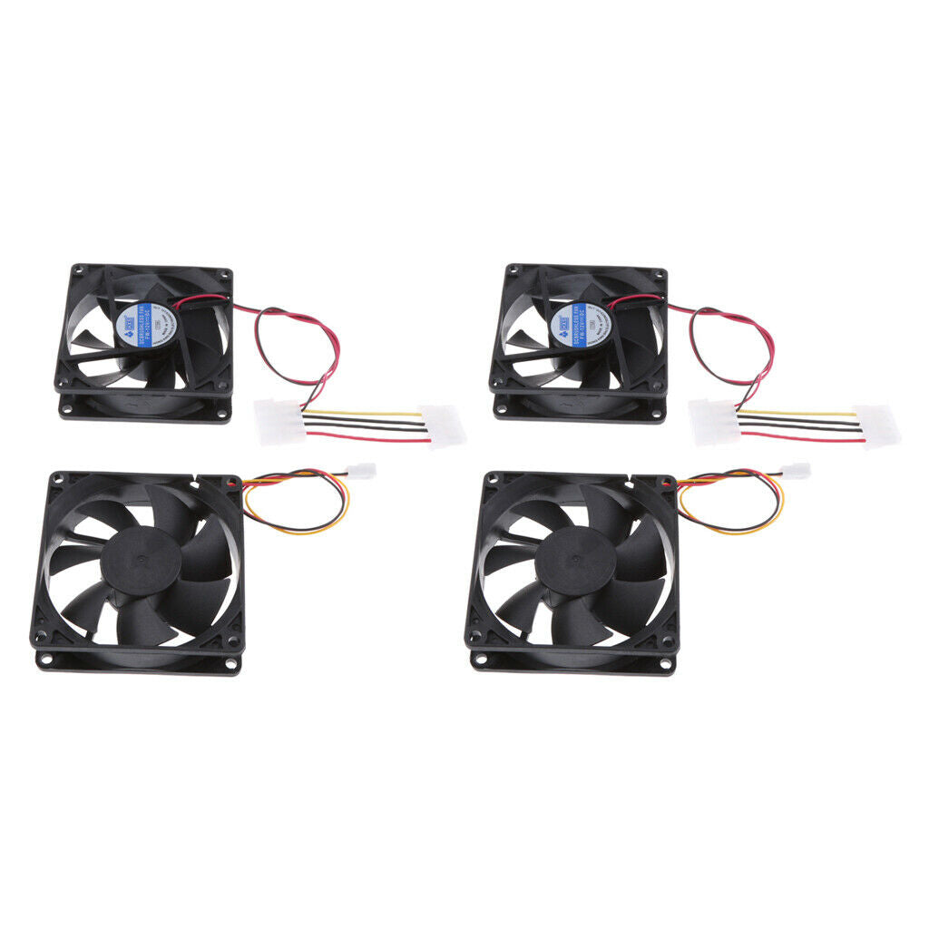 4 x12V 3Pin 80mm Mini 8cm Fan Silent Computer Cooler Cooling Fan PC