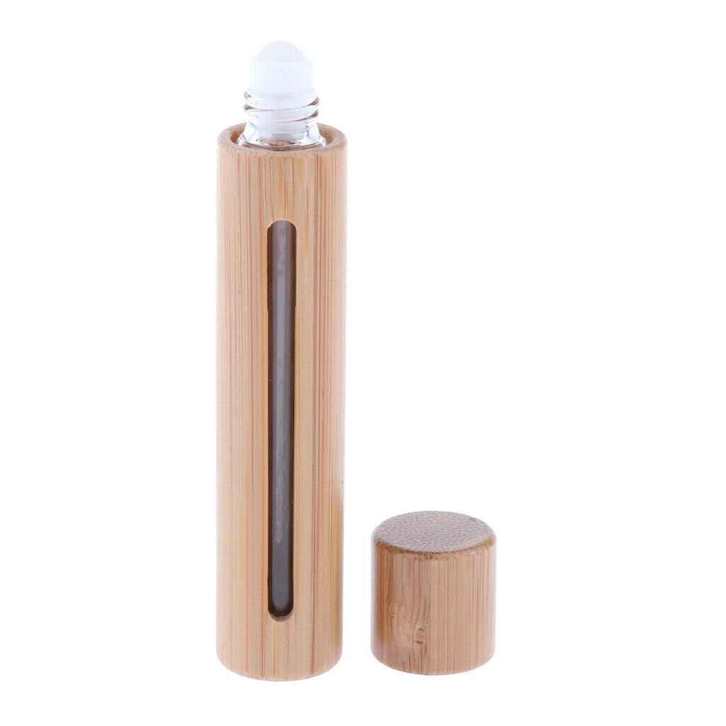 Portable 10ml Bamboo Roller Bottles Holder Refillable Perfume Container