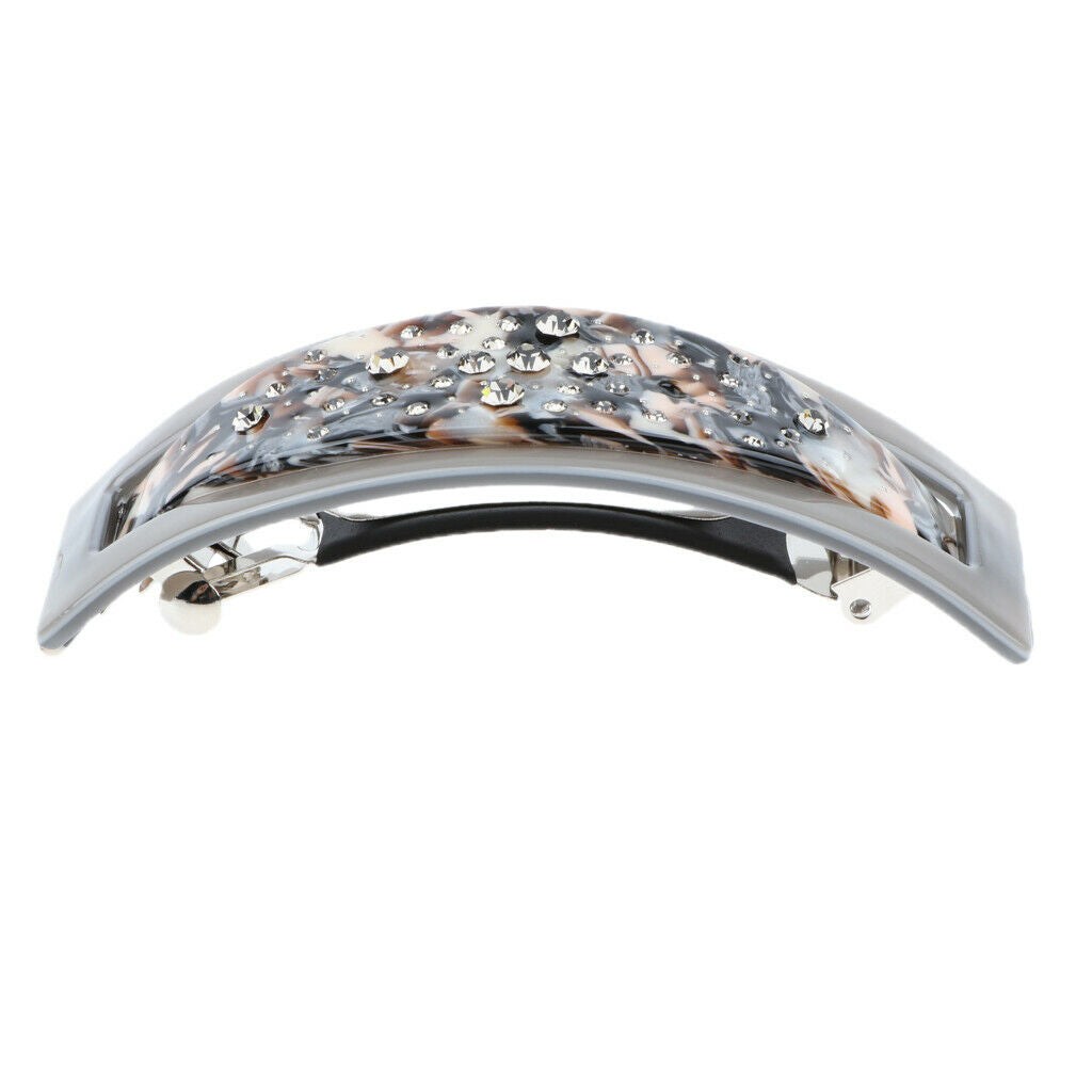 2Pcs Big French Acetate Hairclip Automatic Barrette Women Thick Hair Hairpin