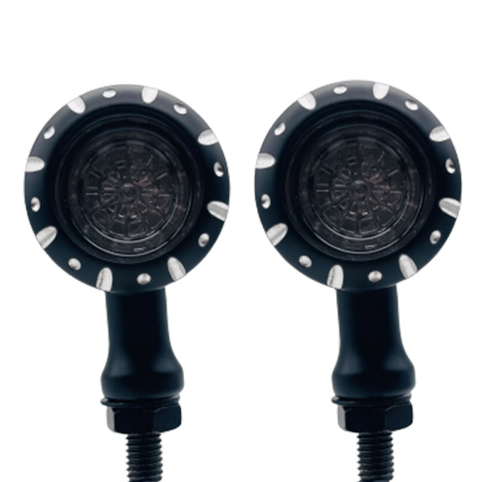 2Pcs LED Turn Signal Light Motorcycle Scooter Indicators Flashing black