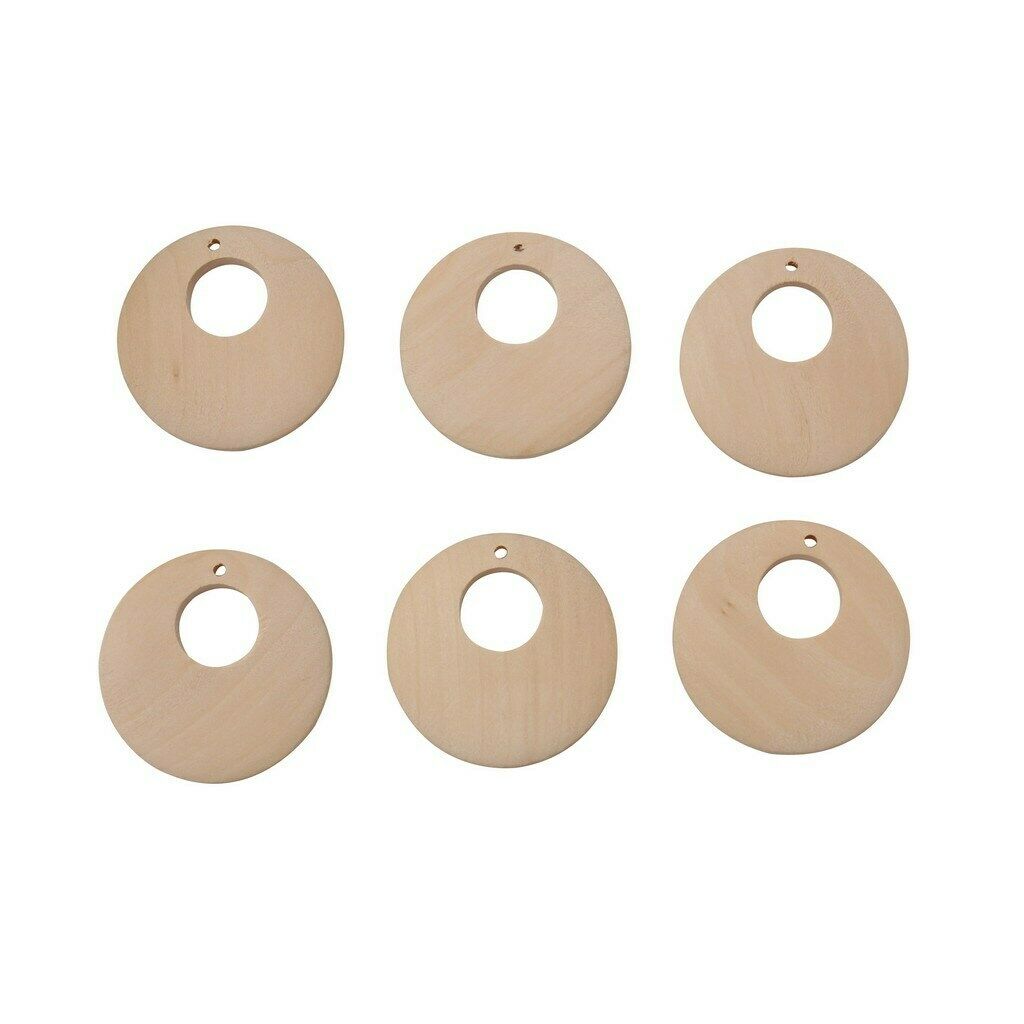 50pcs Wood Pendants DIY Wooden Teether Jewellery Findings Teether Ring 40mm