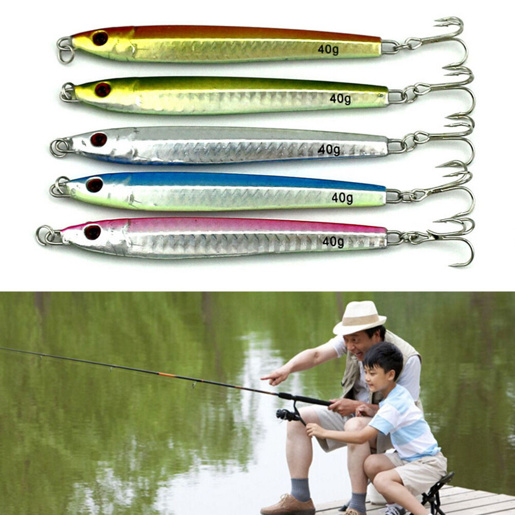5X40g Fishing leurre Natural Lead Casting Jig Metal Slice Fishing Lures B.$l BD