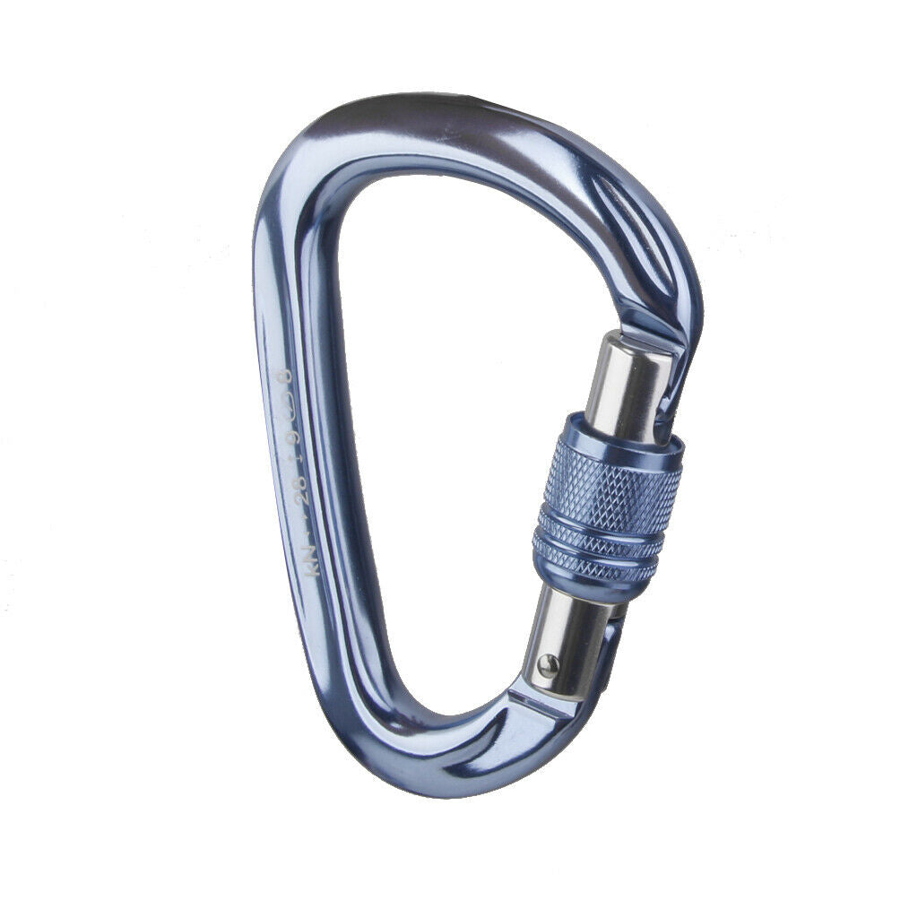 Screw Locking Mountaineering Climbing Aluminum Carabiner 28KN - Light Blue