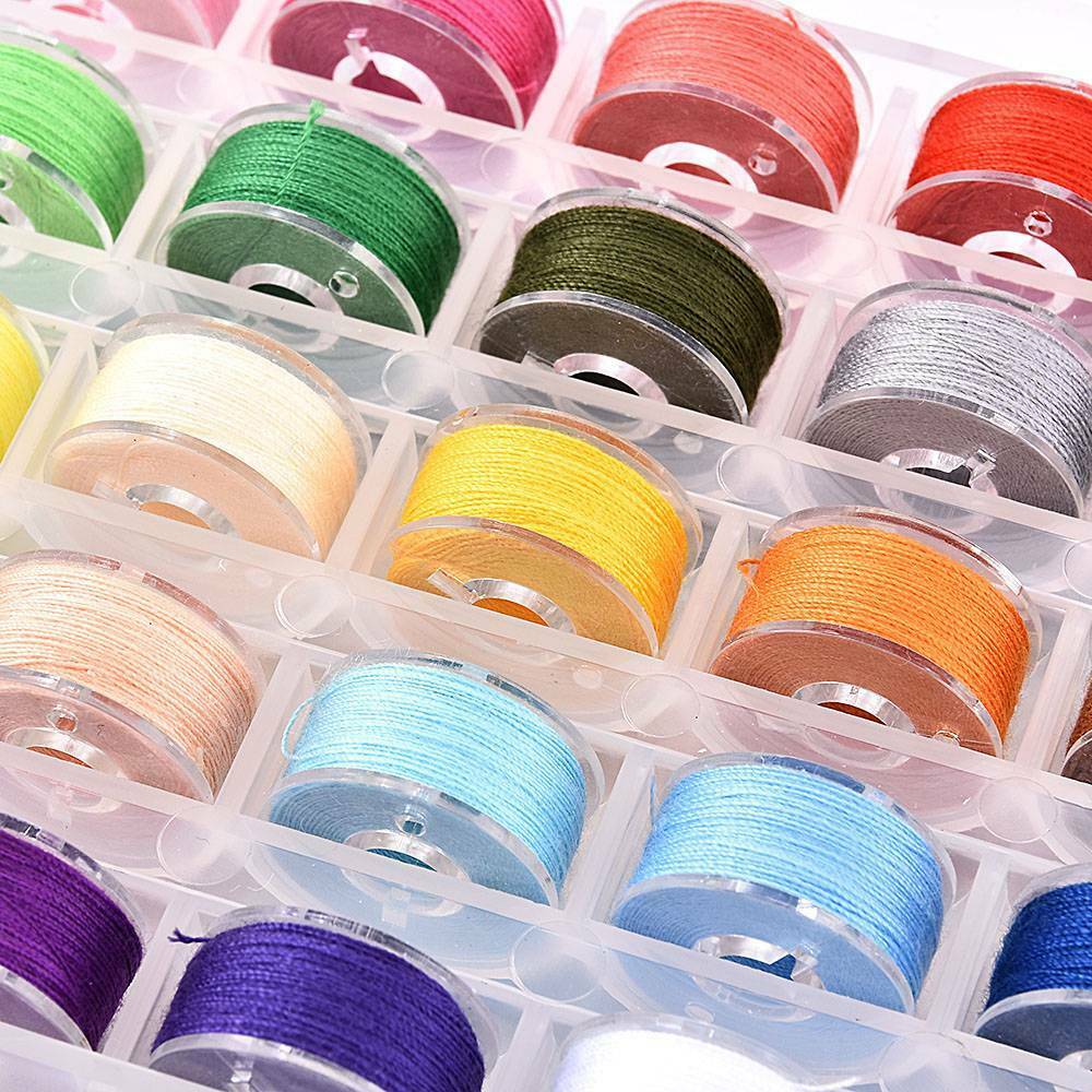 25Pcs Sewing Machine Bobbins Thread Spools Case With Threads for Sewing Machine@