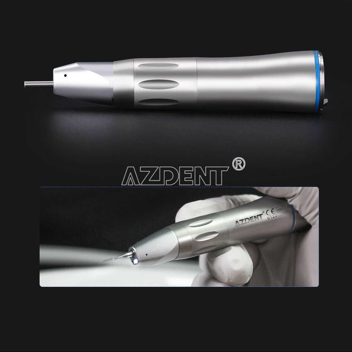 2X AZDENT Dental 1:1 Optic Fiber inner water Low Speed Straight Nose Handpiece