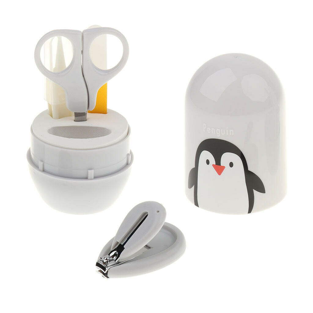 4pcs Infant Nail Cutters Kit Finger Toe Manicure Grey Penguin Material