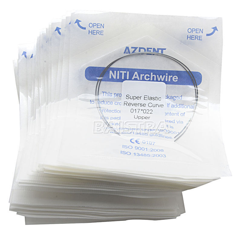 50X Dental Super Elastic Reverse Curve Niti Rectangular Arch Wire 17X22 Upper