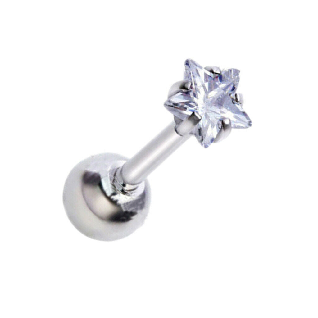 Pack of 3 316L Steel Star Zircon Studs Ear Studs Rhinestone Body Piercing