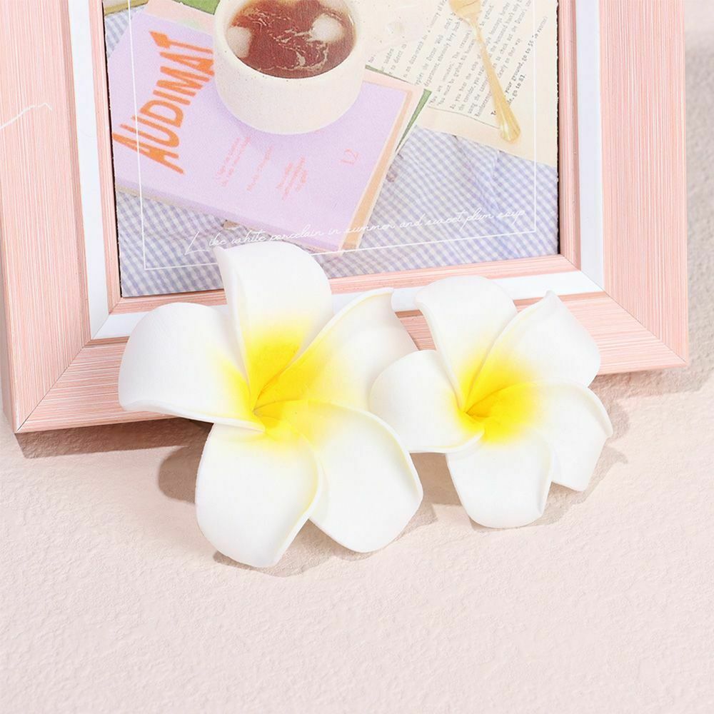 Girl Gift Simulation Hair Clip Beach Seaside White Plumeria Hairpin Flower