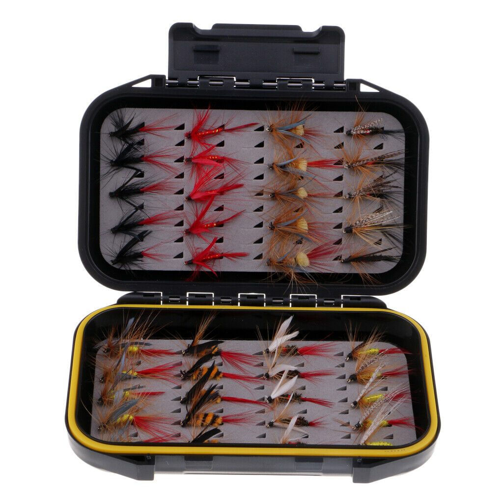40 pieces fly fishing flies in tackle box fly flies carp fishing