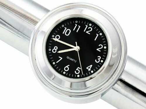 7/8 inch 1 inch Motorcycle Chrome Handlebar Black Dial Clock Fit for Motorbike