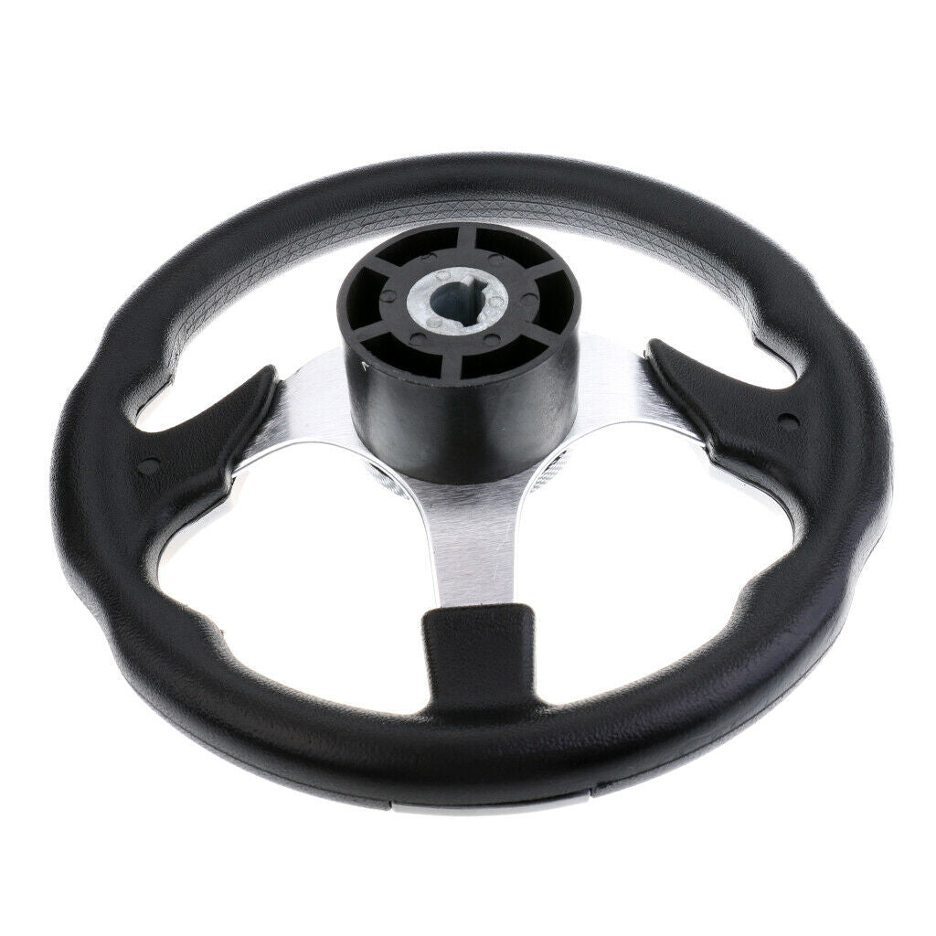 Yacht Boat Steering Wheel with Black Foam Grip Cover - Aluminum Alloy, 3 Spoke -