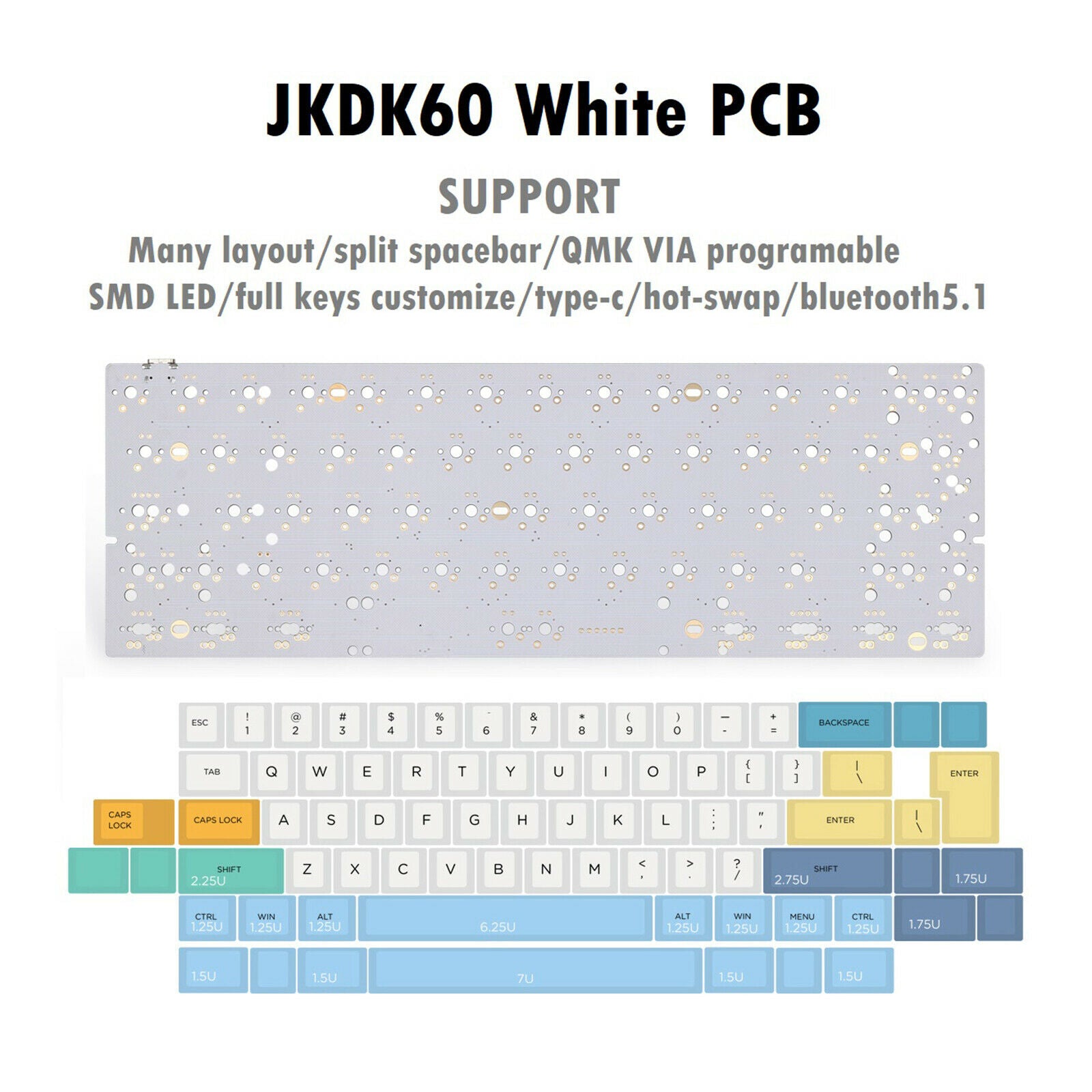 RGB PCB Circuit Board GH60 60% White for XD60 64 68 DIY Customized Kit