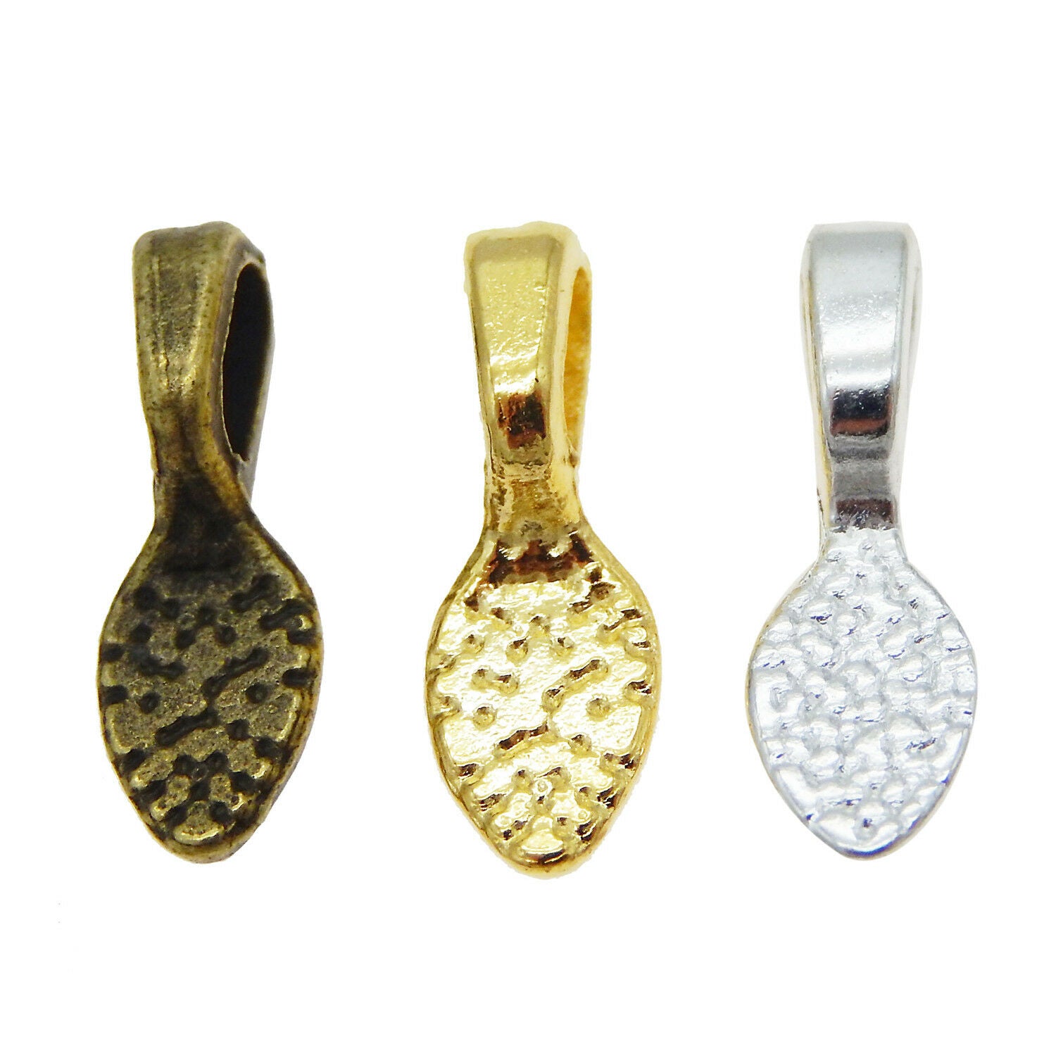 60pcs Mixed Colors Metal Glue On Bails Pendants Charms Jewelry Findings 15x5x4mm