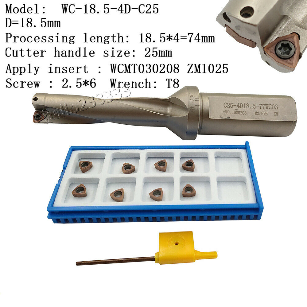 WPD-185-4D-C25 18.5mm U drill indexable drill + 5PC WCMT030208 ZM1025 CNC insert
