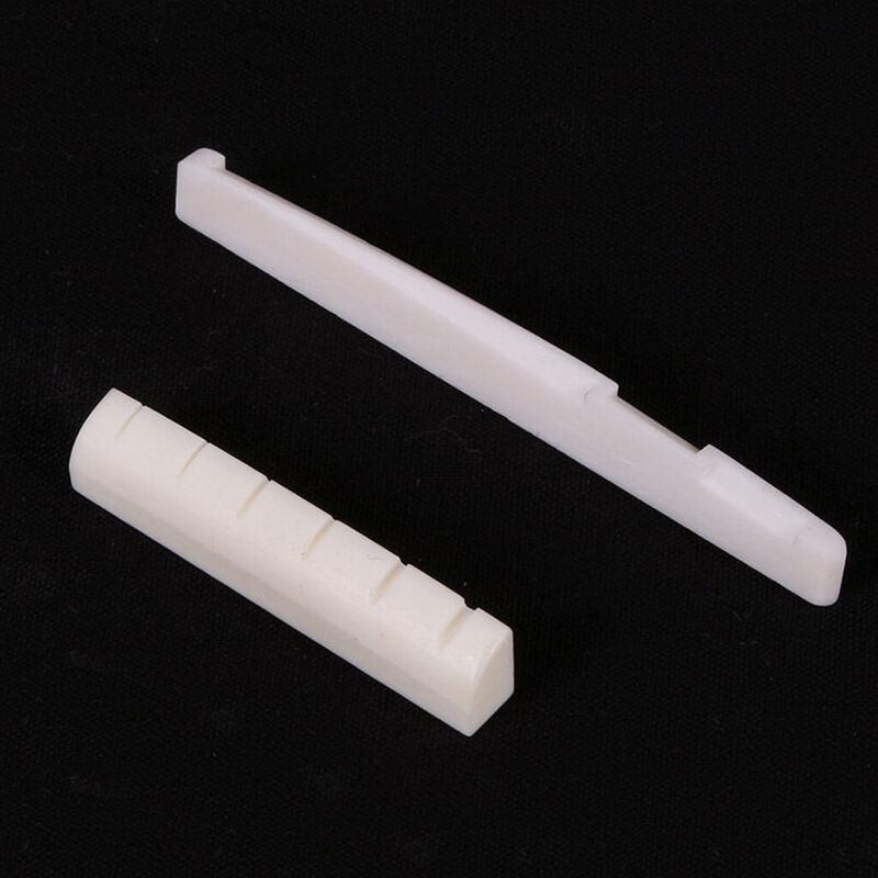 2xFaux Buffalo plastic Bridge Saddle&Slotted Nut for 6 String AcousticGuit.l8