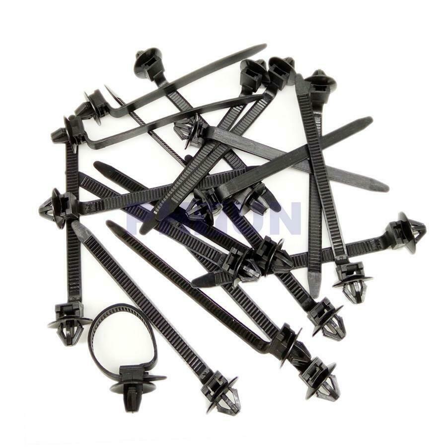 100x U Type Screw Fastener Clips + 50x Tie Wrap For Car Body Panel Fender Fixed