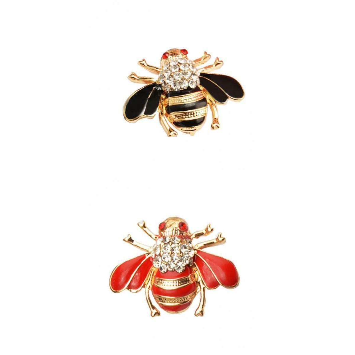 2Pcs Women Men Crystal Animal Honey Bee Brooch Pin Lapel Broach Jewelry Gift