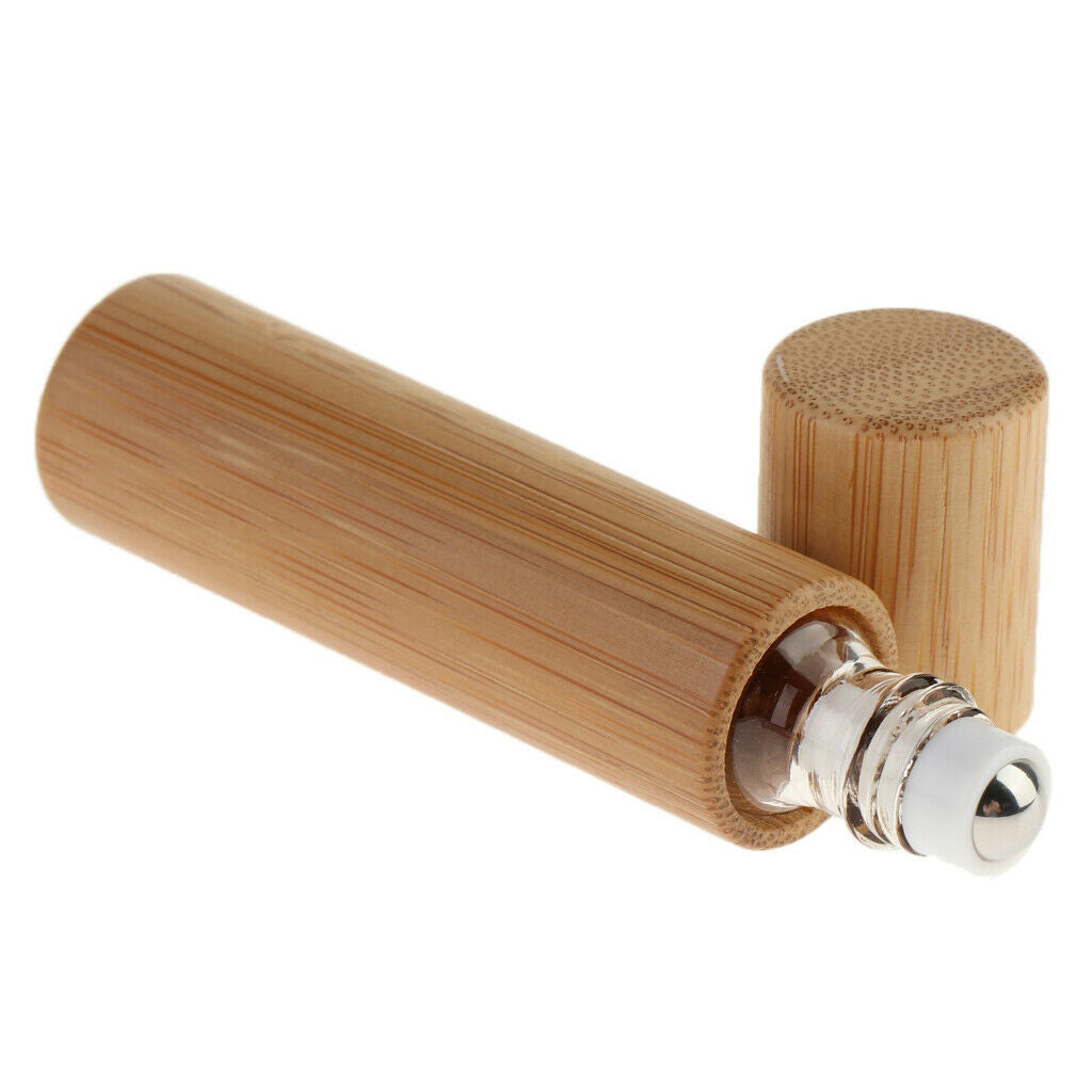 Natural Bamboo Refillable Makeup Essential Oil Roller Bottles Container