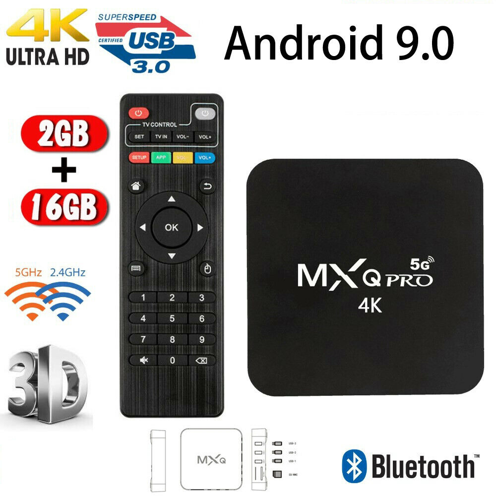 5G Wifi MXQ Pro 4K HD 64Bit Android Quad Core Smart TV Box Ram 2GB ROM 16GB B5