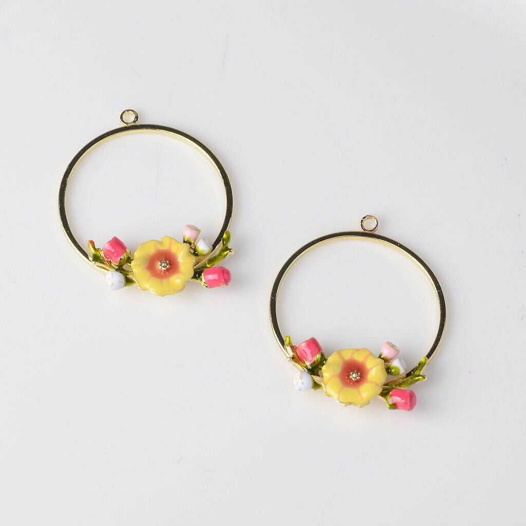 4pc Charms Flower Pendant Beads Necklace Jewellery Making Enamel Earrings
