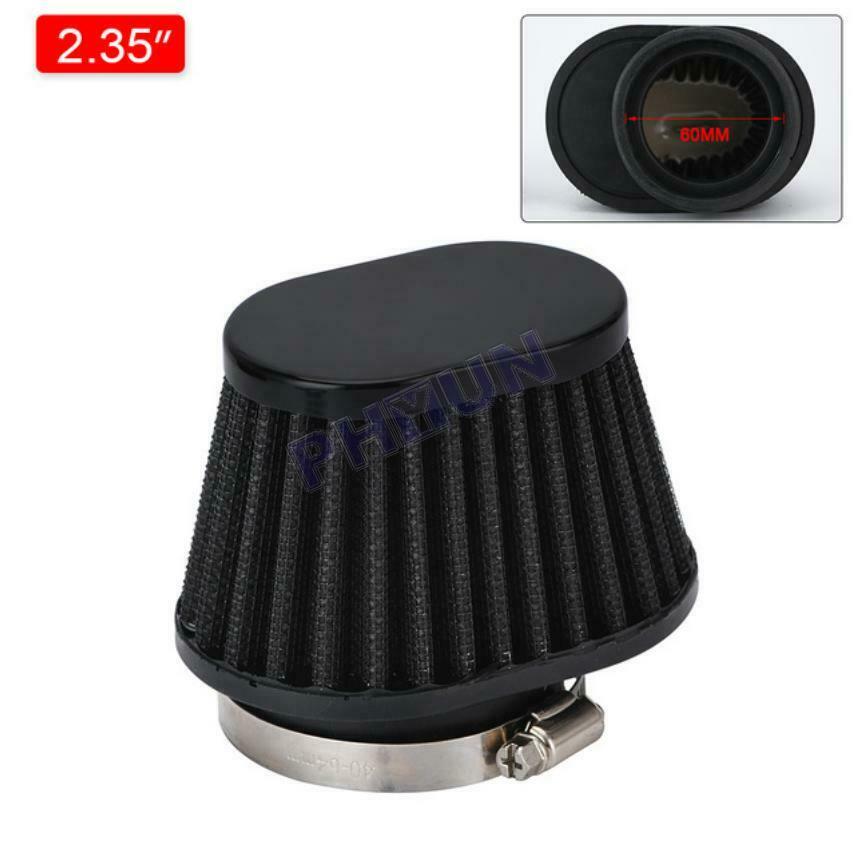 2x Motorcycle Air Filter Cold Air Intake High Flow Cone Filter Black 2.35'' 60mm