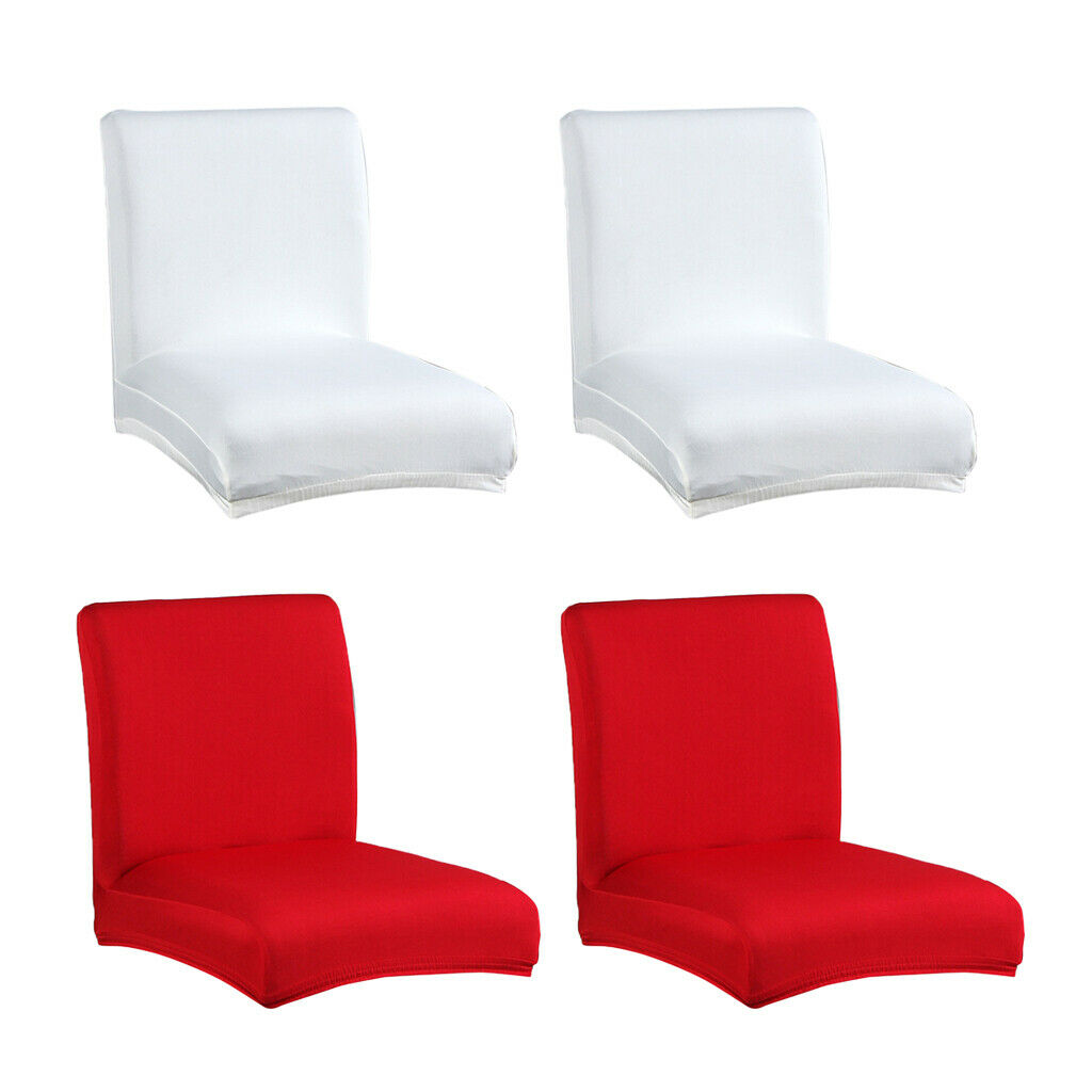 4X Low Back Chair Seat Cover Bar Stool Slip Covers White Red Home Decoration
