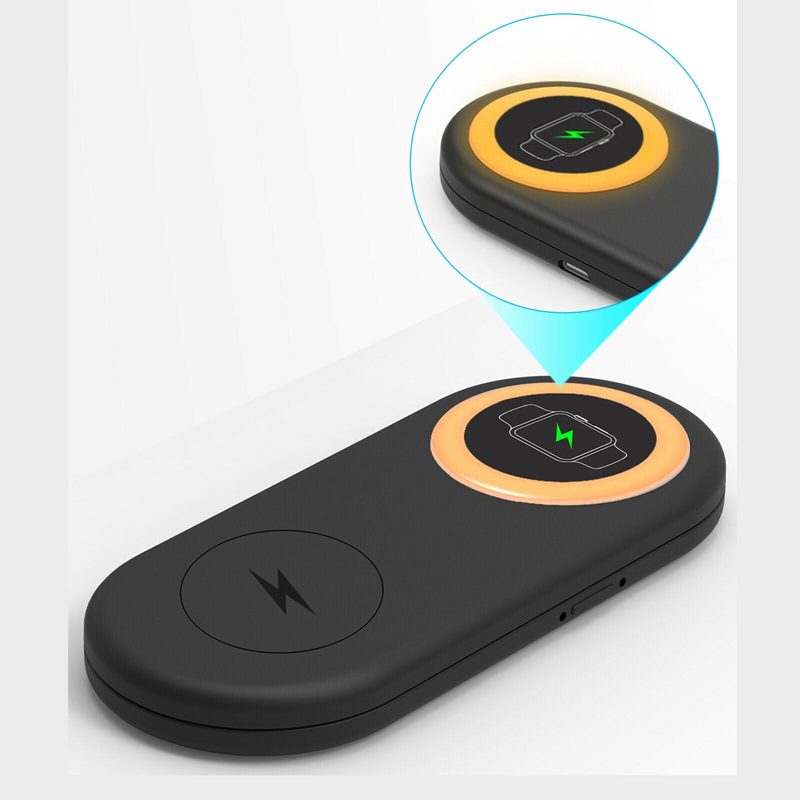 360° Rotation 3 in 1 Foldable Wireless Fast Charger Charging Station Black