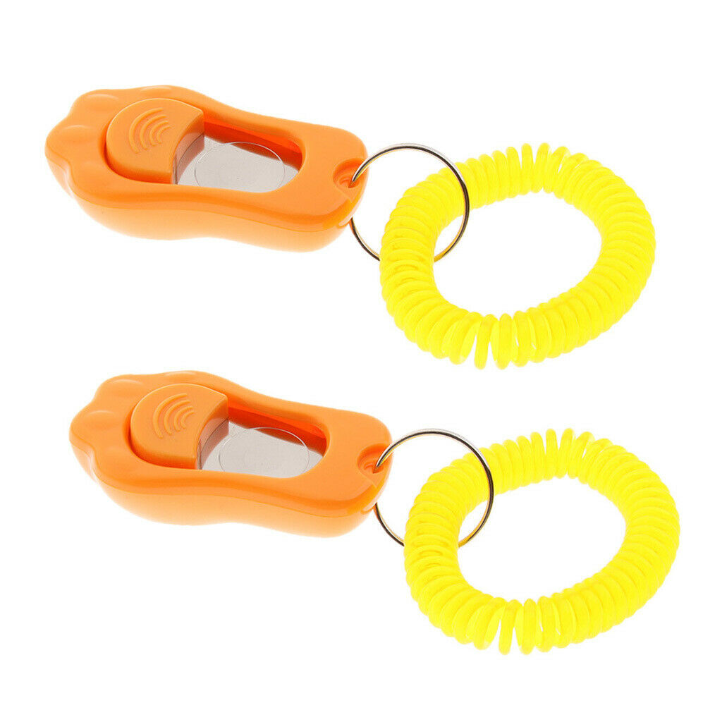 2Pcs Big Button Dog Cat Training Clicker, Clickers with Wrist Bands Orange