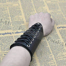 1xPunk Cross Strings PU Leather Arm Bracer Armor Cuff Bracelet With Wax Cord COS