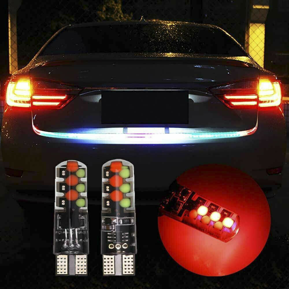 1Set T10 5050 W5W 6 SMD Remote Control RGB LED Car Dome Reading Lights Lamp Bulb