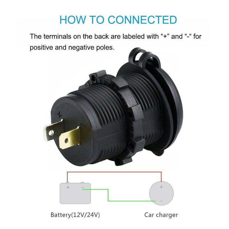 Dual USB Quick Charger 3.0 Power Outlet 2.4A Blue Led Indicator for Car Boat