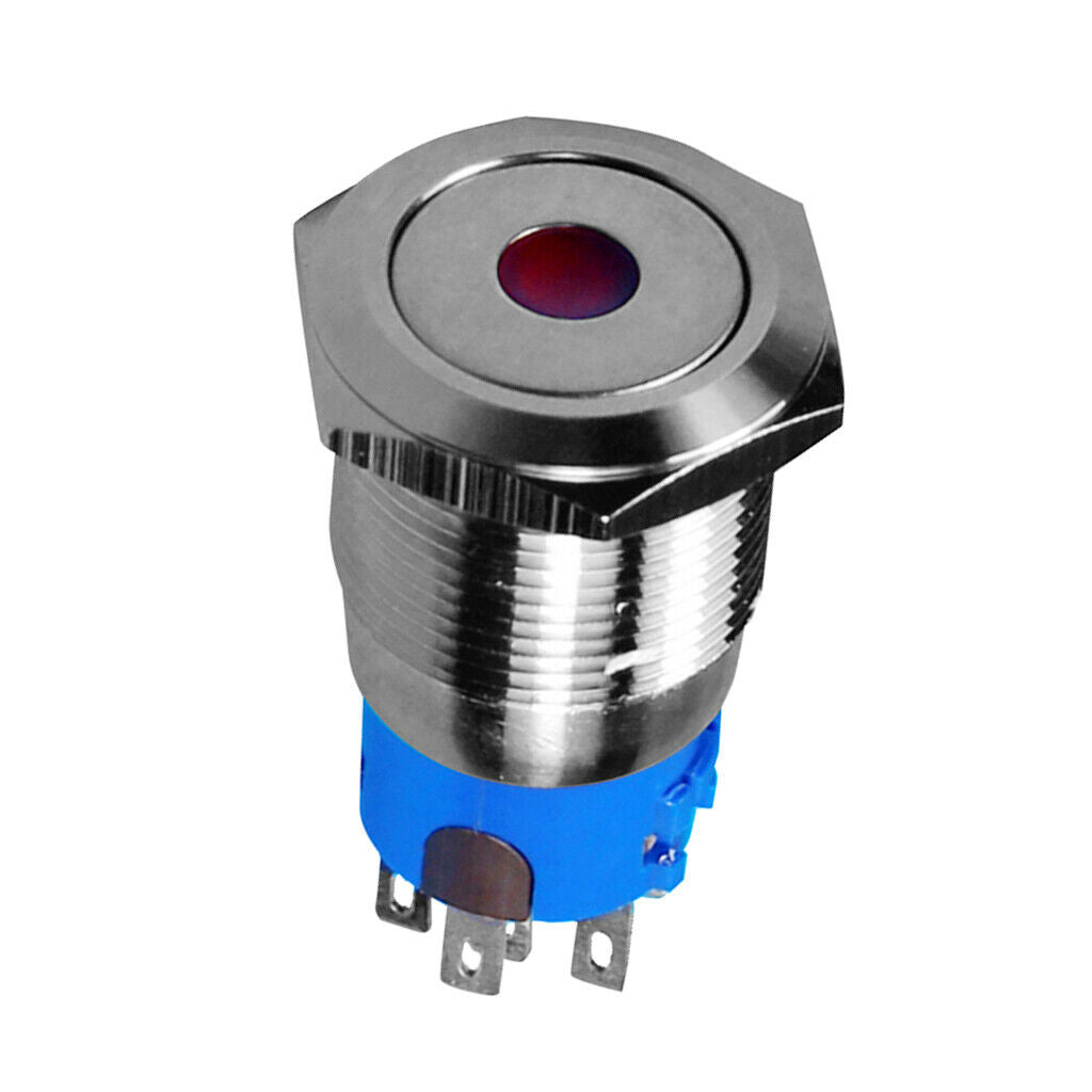 19mm 12V Waterproof LED Metal Indicator Lights Signal Lamp Welding Foot Reset