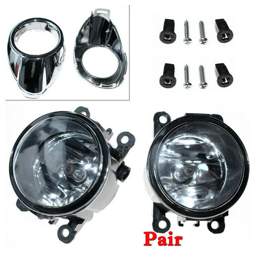 Pair Bumper Fog Light Clear Lens Driving Lamp +Chrome Cover For Ford Focus 12-14