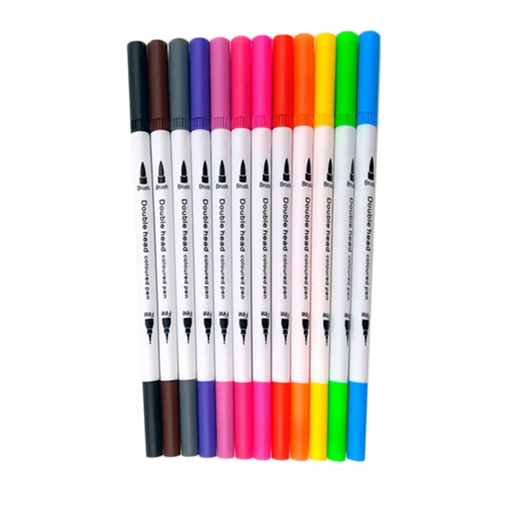 2x 12 Colors Dual Tip Brush Pen Set Blendable Calligraphy ACID FREE ODORLESS