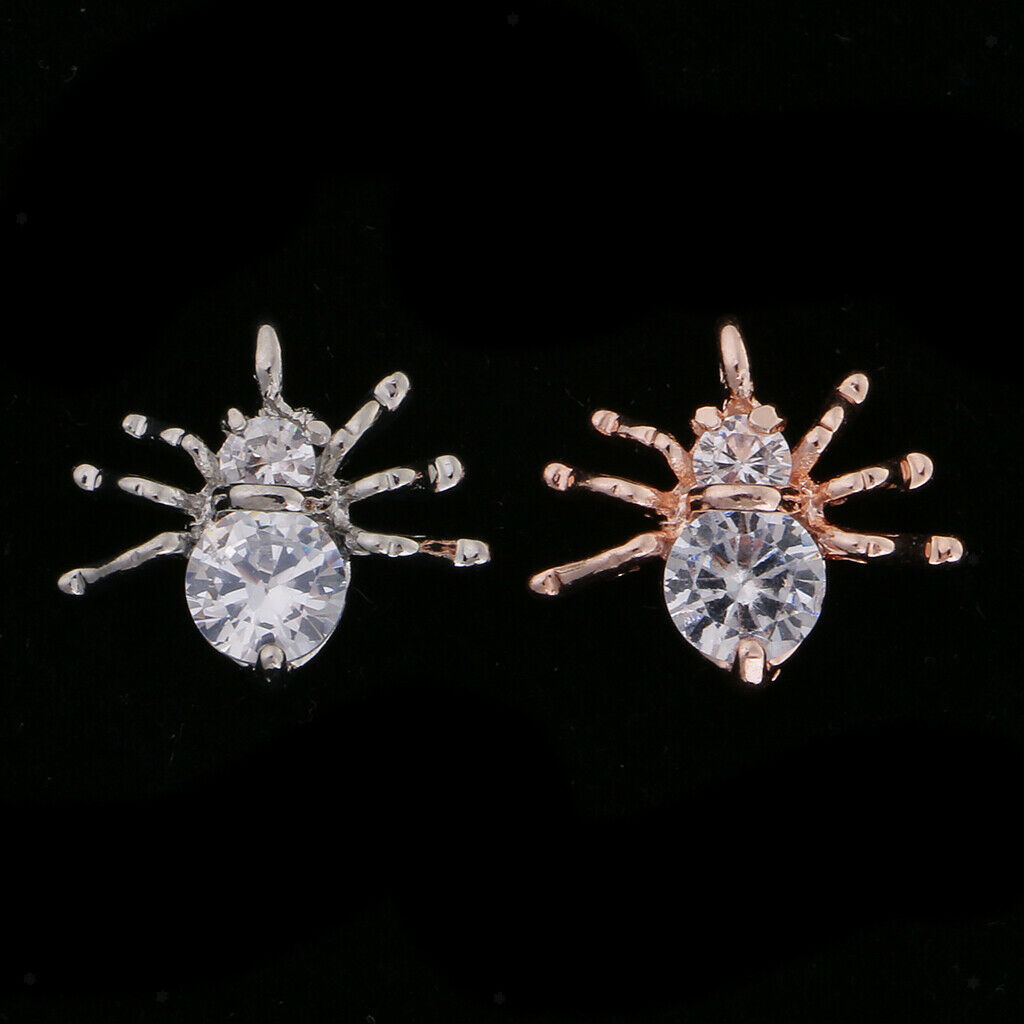 2x Alloy Crystal Spider Charms Pendants Findings For