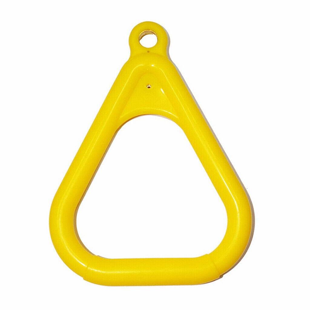 Wooden Trapeze Swing Plastic Triangular Gym Rings Fun Garden Play Yellow