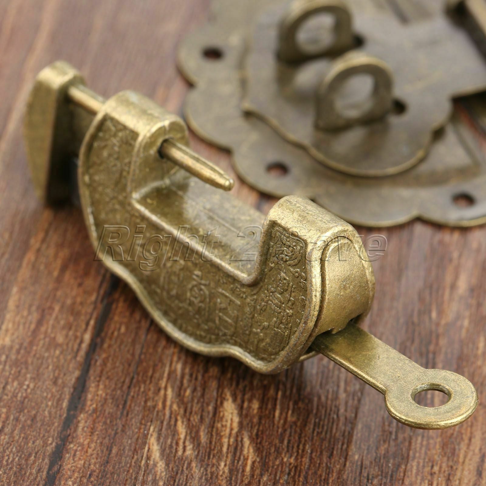 Retro Furniture Jewelry Box Chest Trunk Padlock Lock Key Toggle Latch Clasp Set