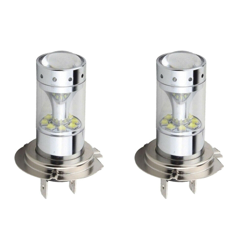 2pcs White Light H7 100W 1200LM 6000K Car Foglights Daytime Driving Lamp