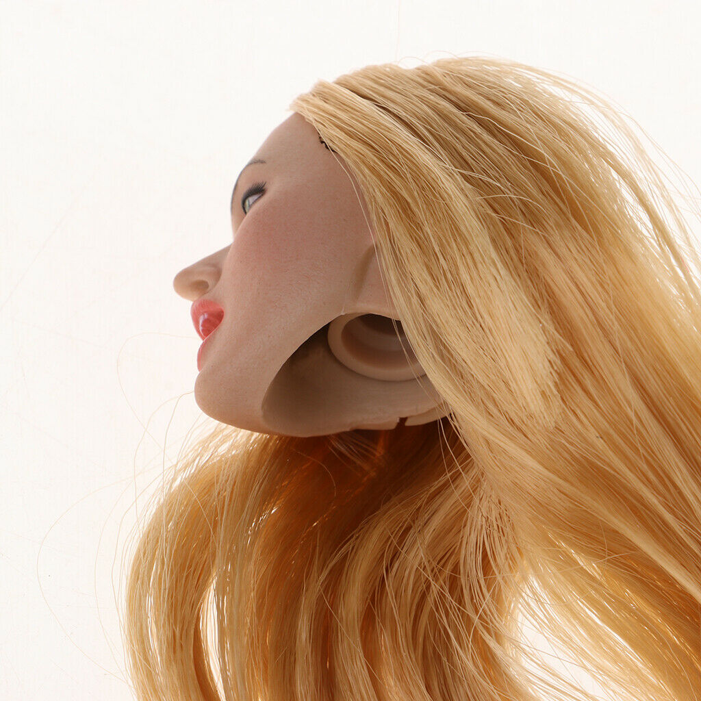 1/6 Female Carved Head Sculpture Blond Hair for 12inch Kumik CY CG Girl Body