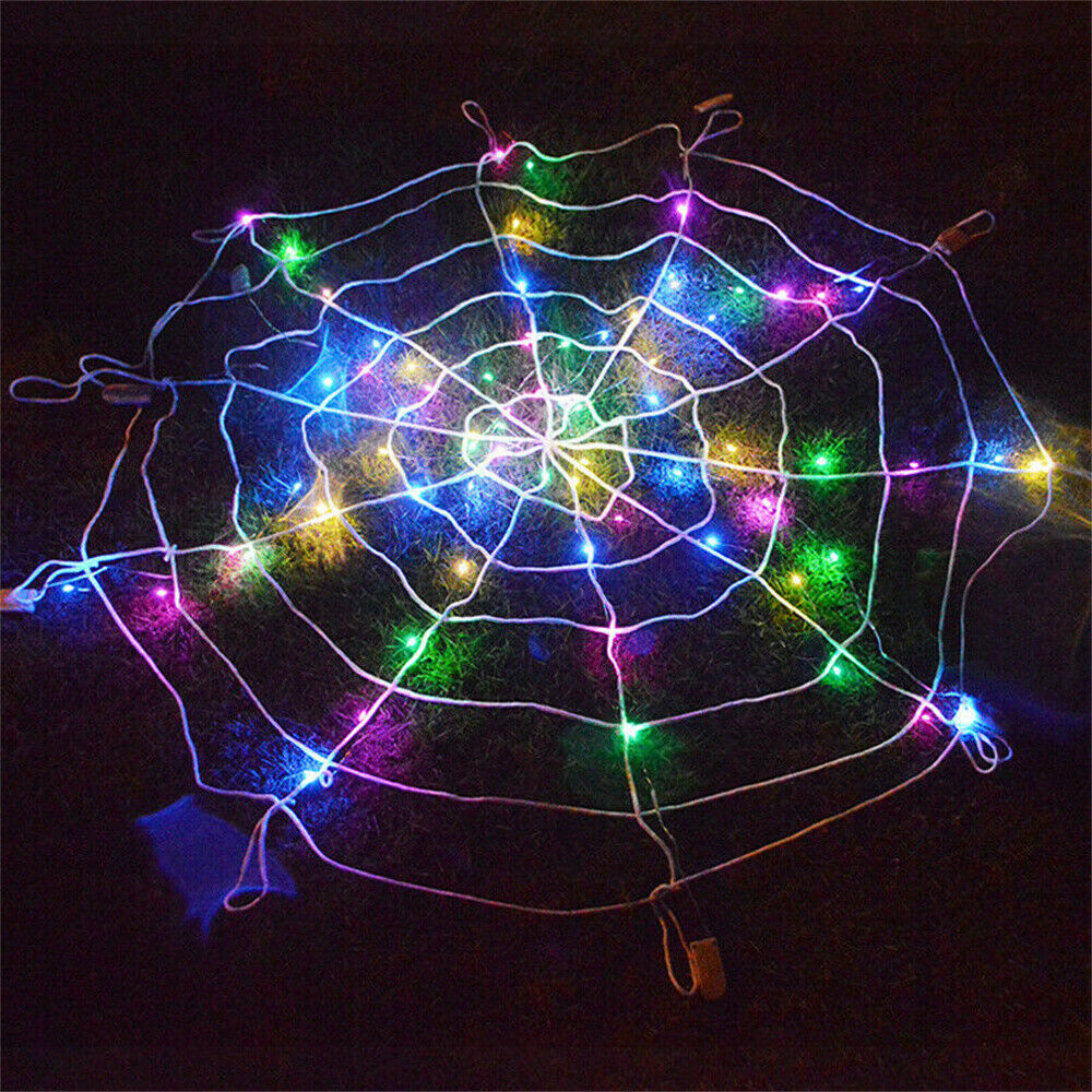 Halloween Giant LED Spider Web Party Props Haunted House Decor Outdoor Decor UK
