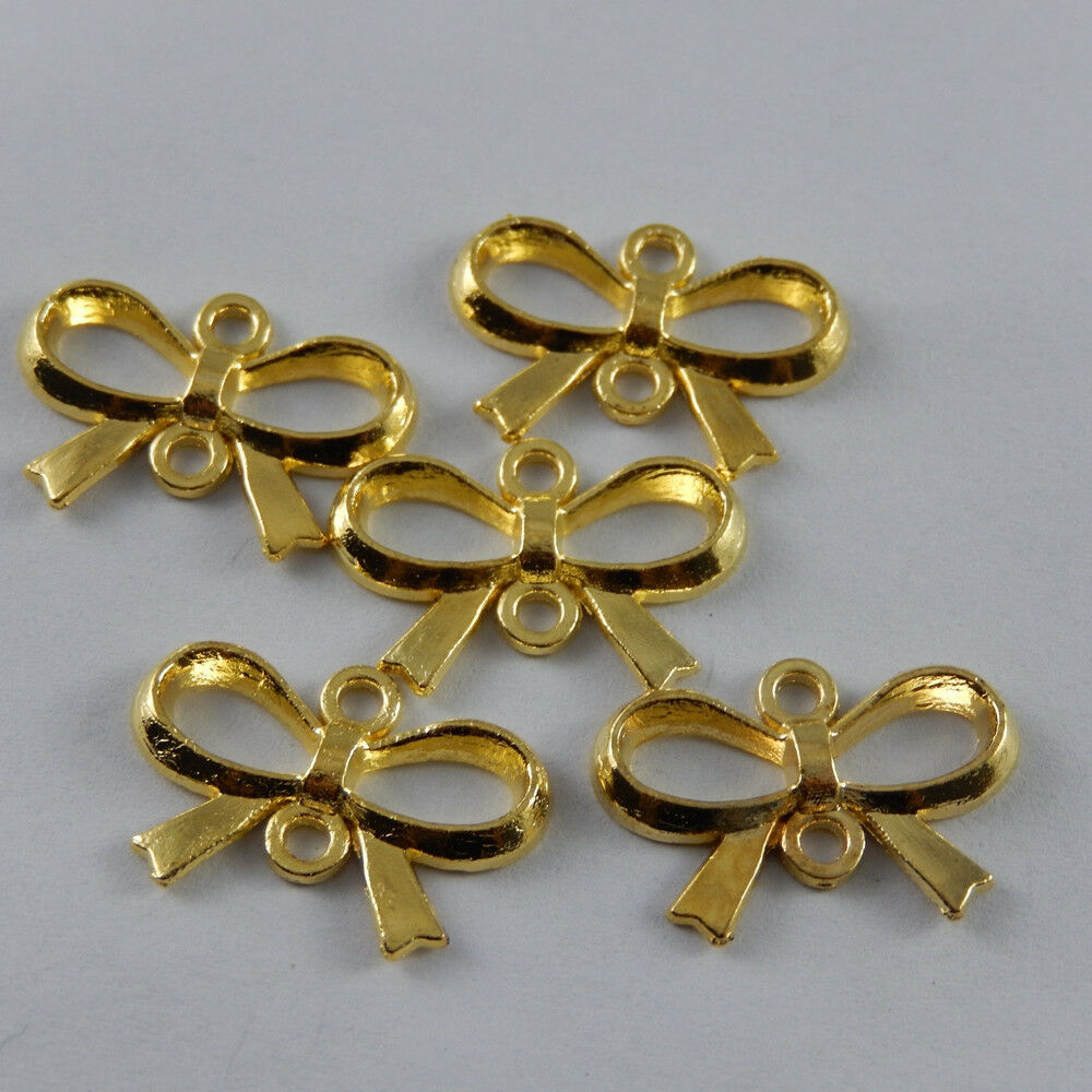 45pcs/lots Golden Color Alloy Bow-knot Jewelry Connector Making Charms Pendants