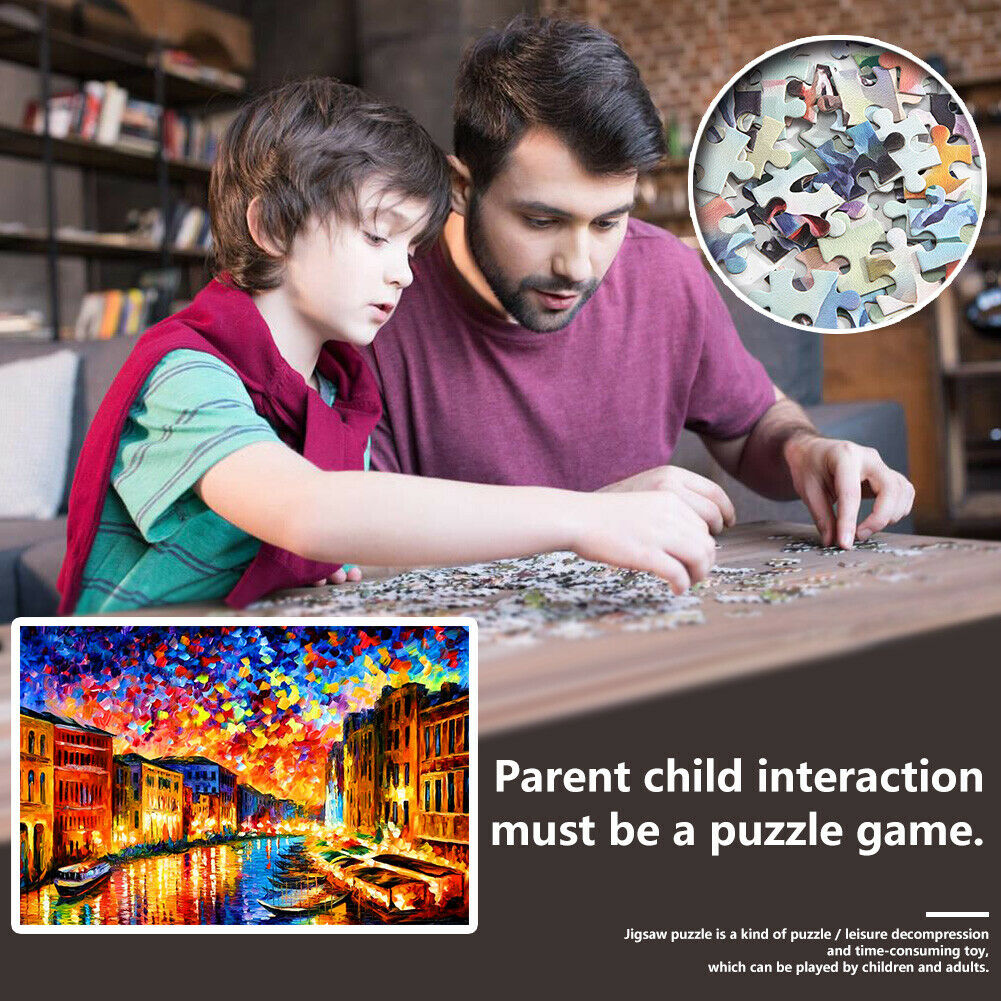 Water Night City Paper Puzzles 1000pcs Adults Kids Jigsaw Picture DIY Toys @