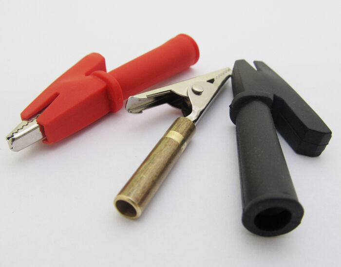 50pcs (25pairs) Alligator Clip to Banana Jack Insulate Clamp Red & Black 5mm