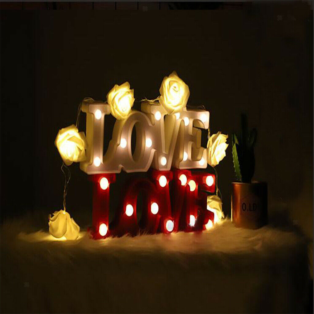 2x Alphabet Letters Lights Light Up Plastic LOVE Night Table Lamp Xmas Decor
