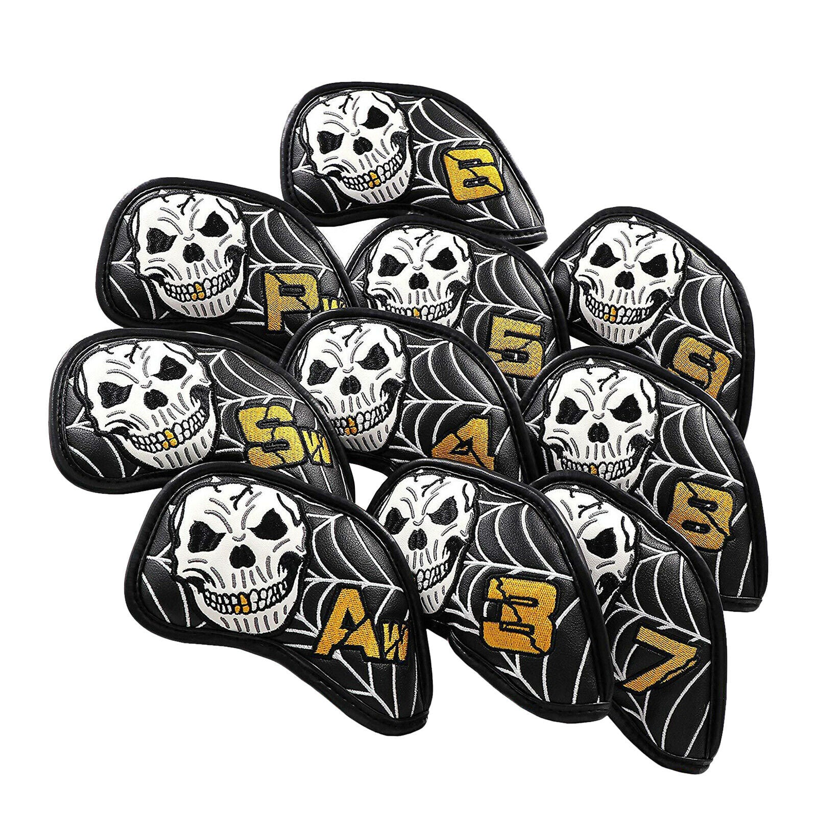 10x Golf Iron Head Cover with Numbers PU Leather Club Headcover Transport