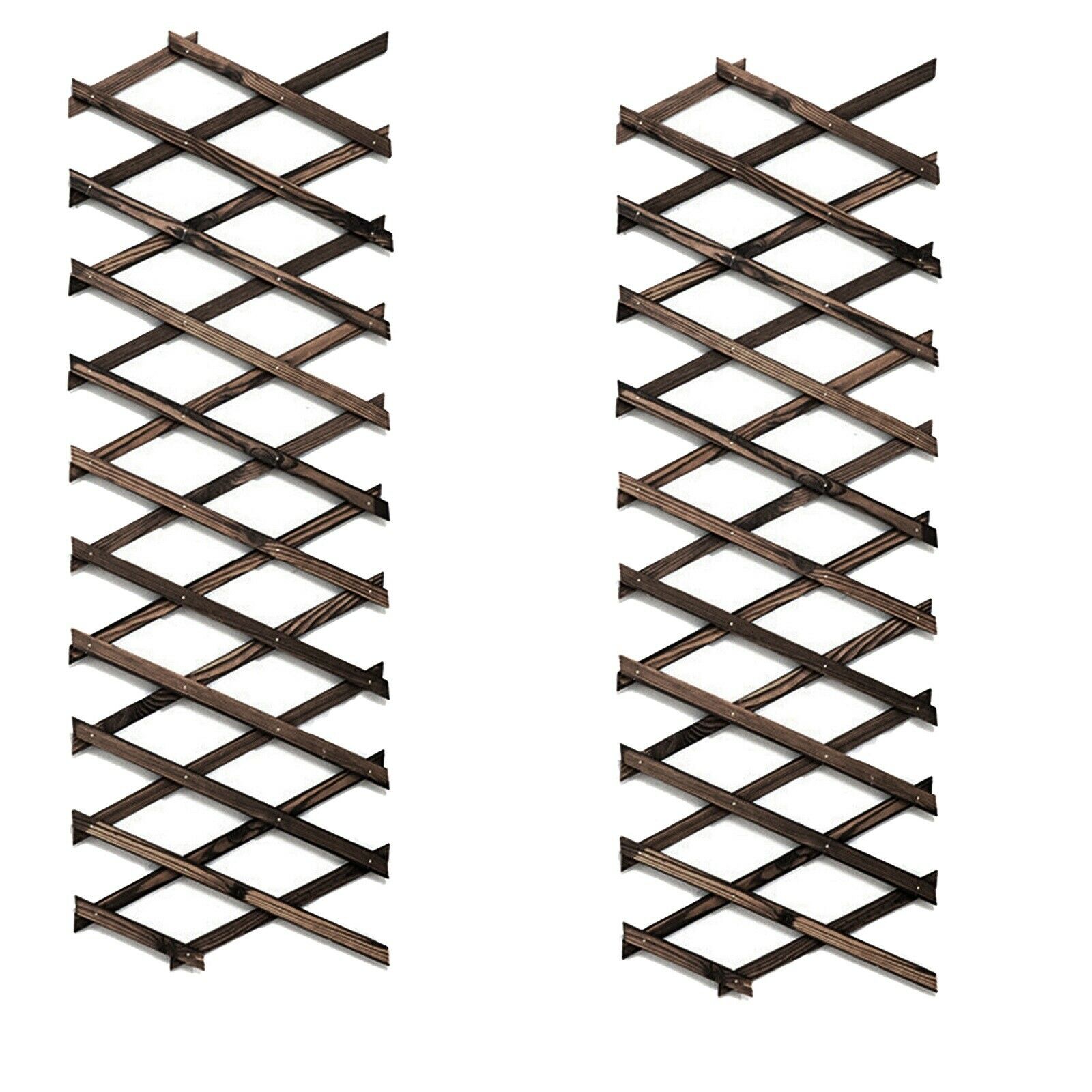 2Pcs Retractable Pine Wooden Trellis Fence Garden Decor Flowers Growing