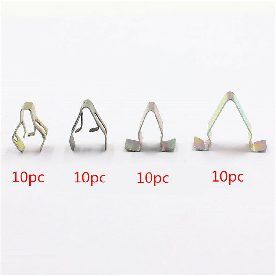 40Pcs Car Radio Dashboard DVD Metal U Cord Lock Retaining Clips Auto Fasteners