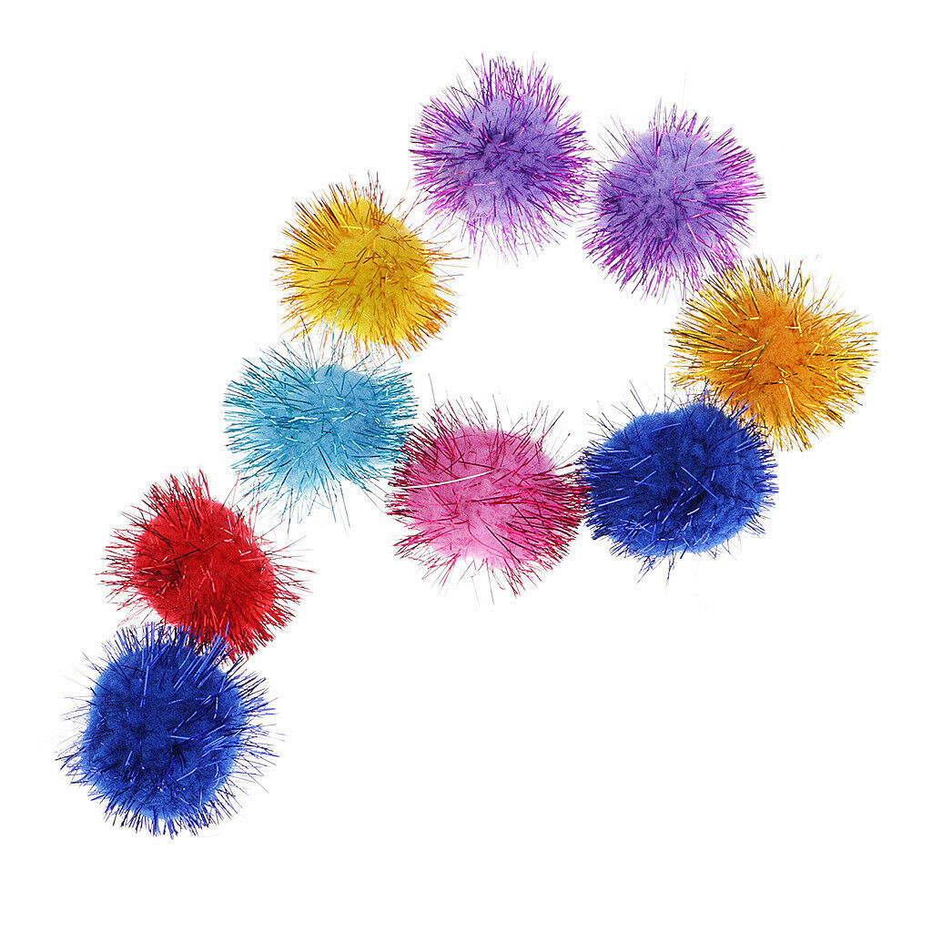 50Pack Iridescent Glitter POM POM BALLS Sparkly Balls Puff DIY Decor Toys 3.5cm