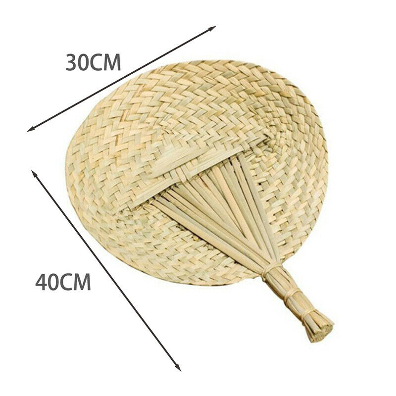 1pc Hand-Woven Fan Cattail Leaf Braided Fan Chinese Style Handmade Straw .l8